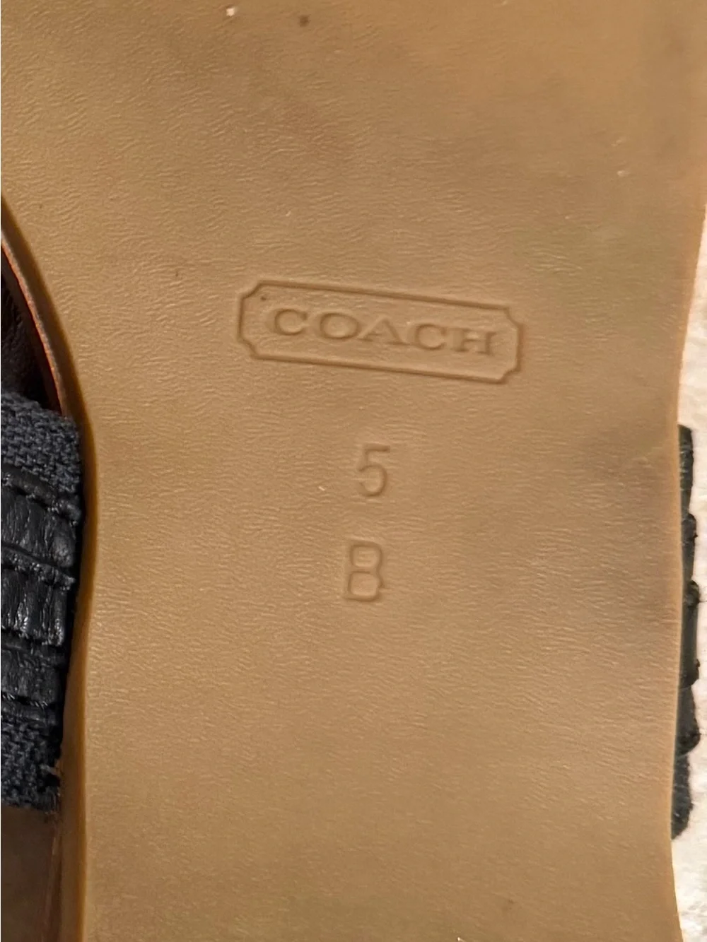 Coach Black Leather T-strap Sandals. Sz 5, Good Condition
